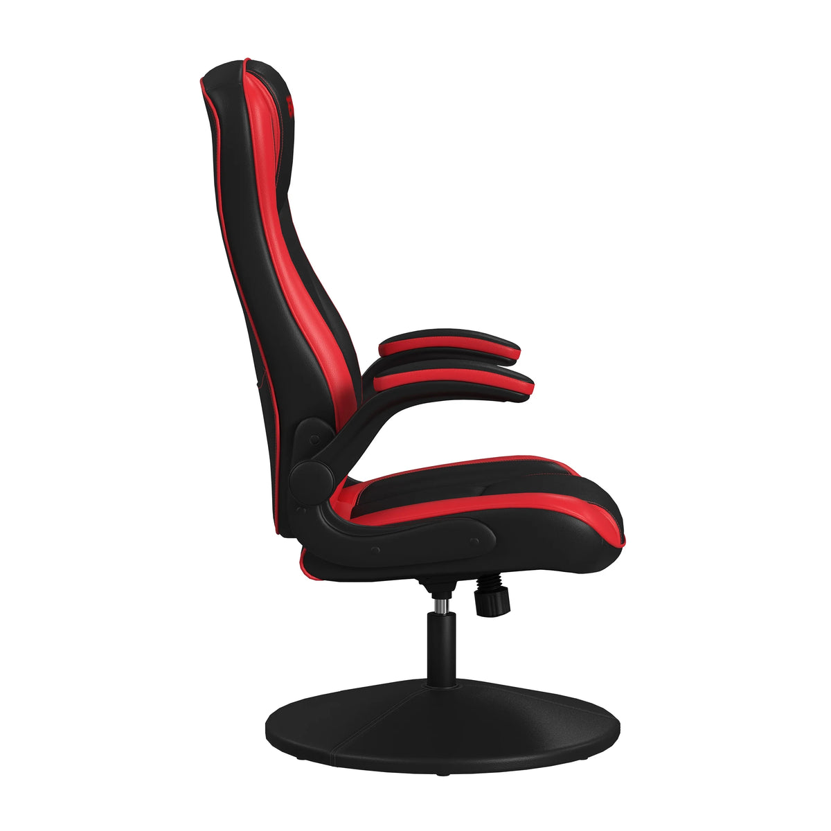 RESPAWN 800 Swivel Rocker Gaming Chair - Ergonomic Floor Gaming Seat with Lumbar Support, Flip Up Armrest, High Back, Pedestal Base, Comfortable No Wheels Console Video Game Rocker Chair - Red