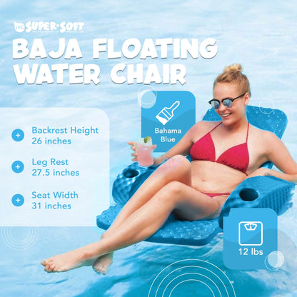 TRC Recreation Baja Folding Armchair Swimming Pool Float, Tropical Teal
