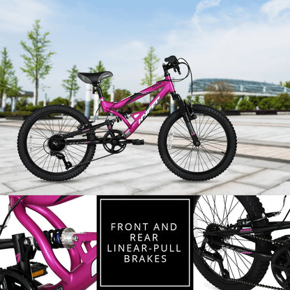 Hyper Bicycles 20" Girl's Swift Mountain Bike for Kids, Magenta