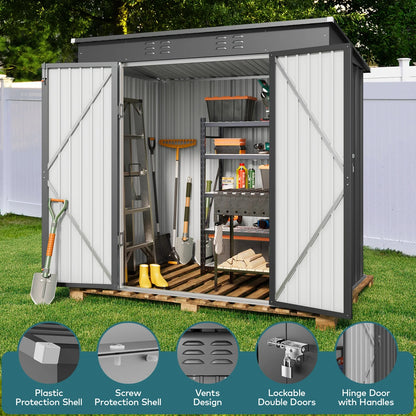 5'x3' Outdoor Storage Shed, Lofka Metal Storage Tool Shed with Single Lockable Door, for Bike| Garden Tools| Patio, Grey