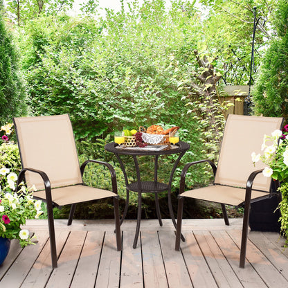 Gymax Set of 4 Patio Chairs Dining Chairs w/ Steel Frame Yard Outdoor Grey