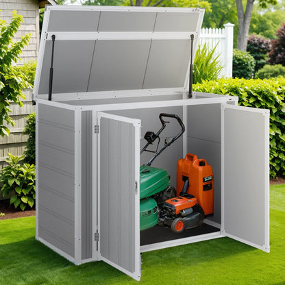 41 cu.ft Outdoor Shed, Horizontal All-Weather Resin Storage Shed, Resistant Tool Shed for Storage of Bike/Trash Cans/Garden Tools/Lawn Mowers, 55.9"L x 29.52"W x 43.3"H Gray