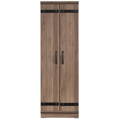 Pemberly Row Farmhouse Engineered Wood 2-Door Narrow Storage Cabinet in Salt Oak