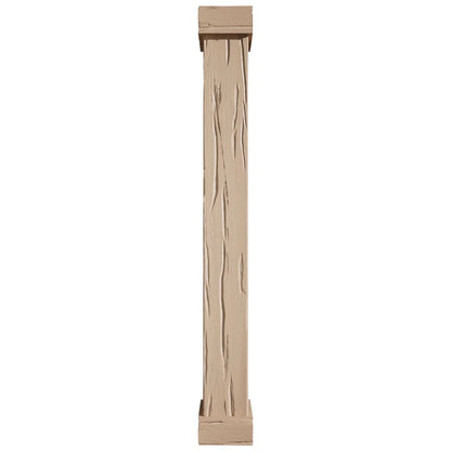 Ekena Millwork 18"W x 5'H Hand Hewn Endurathane Faux Wood Non-Tapered Square Column Wrap with Standard Capital & Base