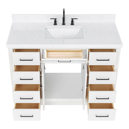 ARIEL Hepburn 48 Inch Rectangle Sink Bathroom Vanity With Carrara White Quartz Countertop 1.5 Edge In Grey