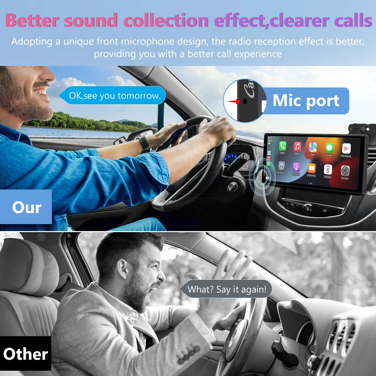 Carpuride Wireless Carplay Android Auto with 4K Front Dash Cam  1080P Rear Cam,10.26" HD IPS Touch
