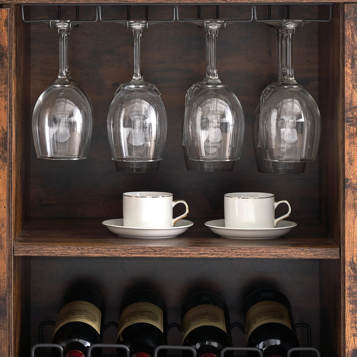 Faitaliicy Wine Bar Cabinet With Led Light Wine And Glass Rack Kitchen Buffet Sideboard Industry Coffee Bar Cabinet Freestanding Liquor Cabinet For Kitchen Dining Room Living Room