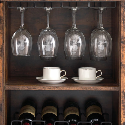 Faitaliicy Wine Bar Cabinet With Led Light Wine And Glass Rack Kitchen Buffet Sideboard Industry Coffee Bar Cabinet Freestanding Liquor Cabinet For Kitchen Dining Room Living Room
