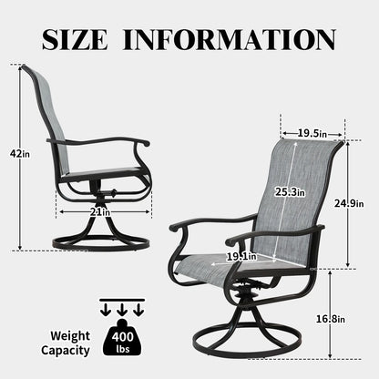 Patio Swivel Chairs Set of 2, Outdoor High Back Rocker Dining Chairs with All-Weather Textilene Mesh and Metal Frame, Comfortable Swivel Chairs for Patio, Garden, Deck, and Backyard (Beige)
