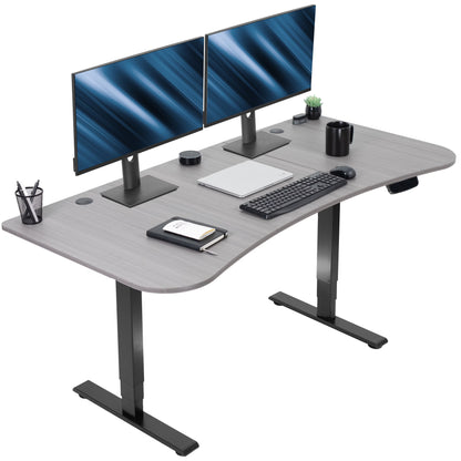 VIVO Reclaimed Wood / Black 63�?x 32�?Electric Height Adjustable Stand Up Desk
