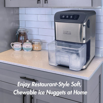 Personal Chiller Portable Countertop Ice Maker, Ice Nuggets, Stainless Steel