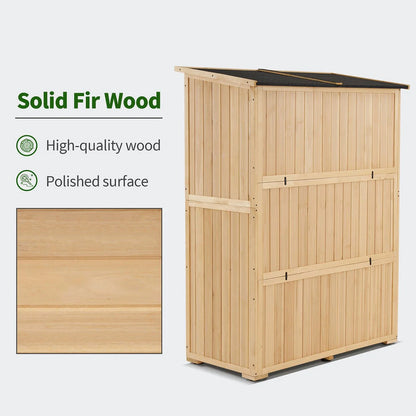 MCombo Wood Sheds & Outdoor Storage , Garden Tool Shed with Lock, Wooden Outdoor Storage Cabinet with Double Doors for Patio 1628