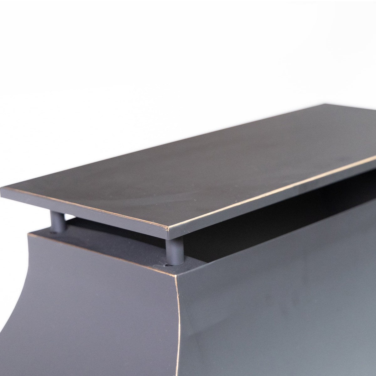 Deko Living 80" x 21.65" Rectangular Wood Metal Fire Pit with Log Storage Compartment & Side Tables
