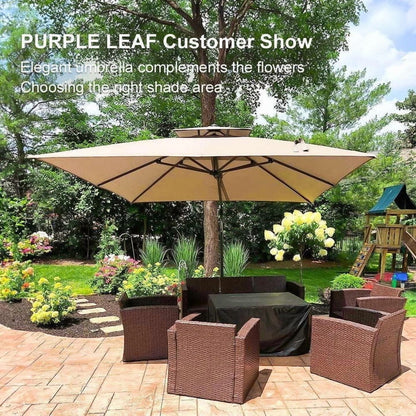 PURPLE LEAF Outdoor Cantilever Umbrella 10' X 13' Rectangle Umbrella Large Patio Umbrella Windproof Heavy Duty Hanging Offset Umbrella for Garden Outdoor Pool, Dark Grey