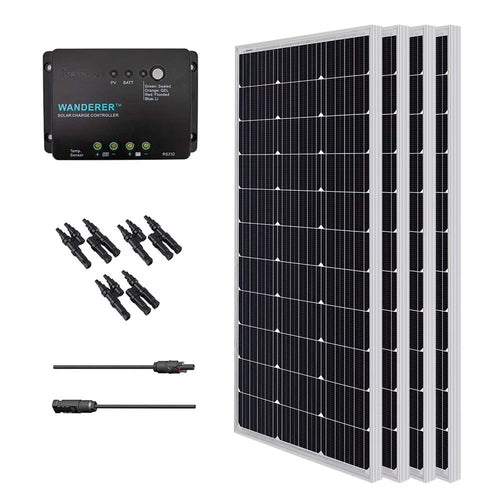 Renogy 400W 12V Solar Panel Monocrystalline Bundle Kit for RV/Boat/Cabin/Battery Applications