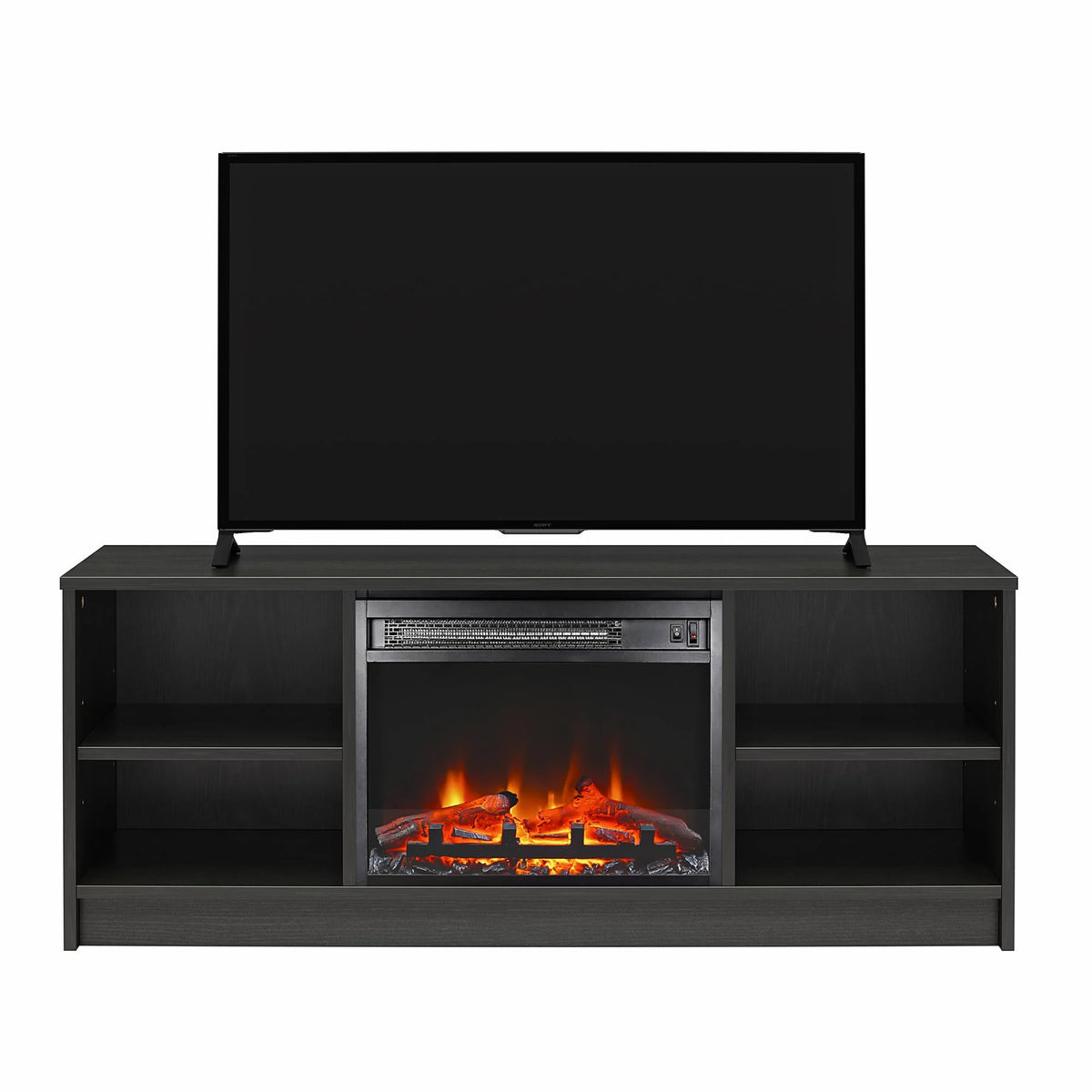 Mainstays Fireplace TV Stand, for TVs up to 55", Black Oak