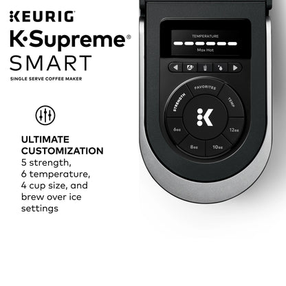 Keurig K-Supreme SMART Coffee Maker, MultiStream Technology, Brews 6-12oz Cup Sizes, Black