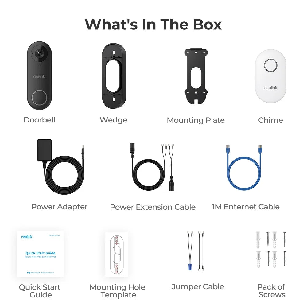 Reolink 5MP Home Doorbell Camera Wired WiFi Video Doorbell Chime, 180�� Motion Human Detection, 2 Way Talk, Local Storage