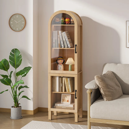 Fiogmub Tall Arched Storage Display Cabinet, Arched Pantry Cabinet with Doors, Acrylic Glass Doors