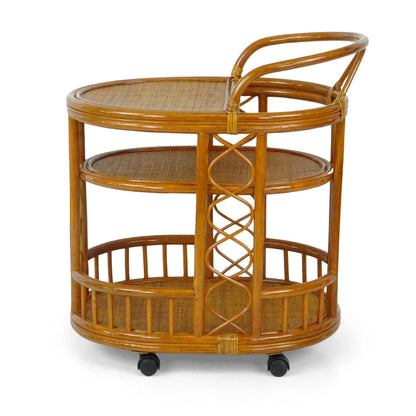 SK New Interiors Trolly Moving Serving Cart Bar Table ECO Natural Rattan Wicker Handmade, Colonial