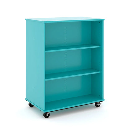 Tot Mate Open Double Sided 3 Tier Mobile Shelves Wooden Classroom Bookcase, Red, 36"W x 23"D x 48"H