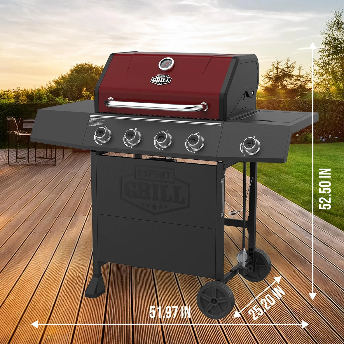 Expert Grill 4 Burner with Side Burner Propane Gas Grill in Blue