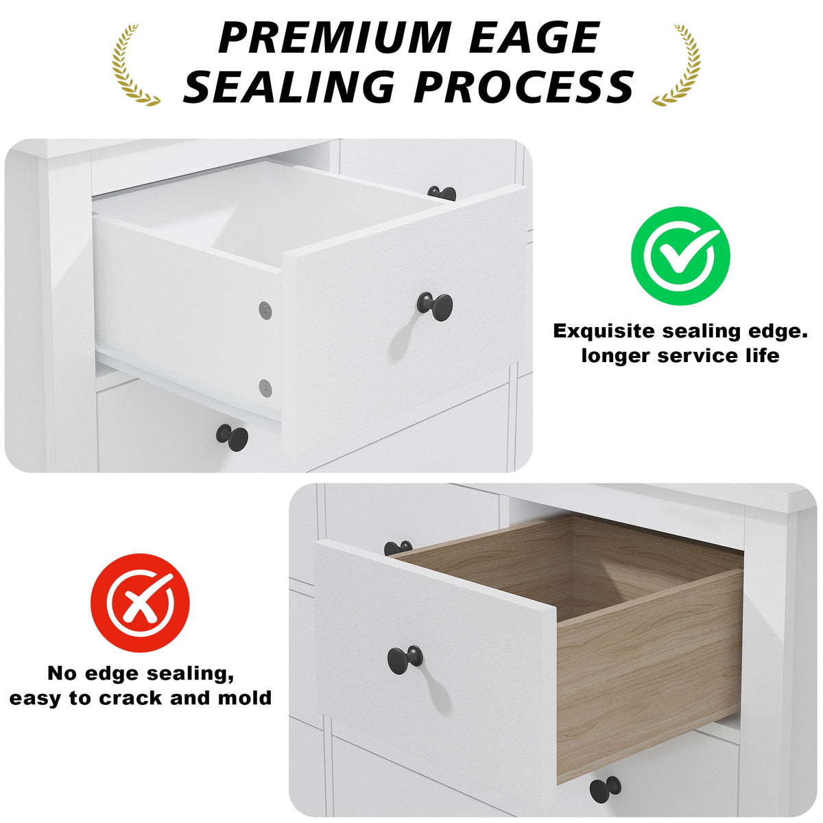 EnHomee White Dresser for Bedroom with 10 Drawers Modern Wood Dressers Chests of Drawers Wide Dresser for Adults