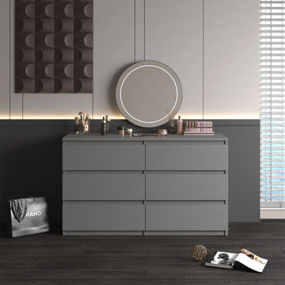 Kadyn White Chest of Drawer, 6 Double Drawer Dresser for Bedroom, Modern Storage Cabinet for Living Room, Dresser
