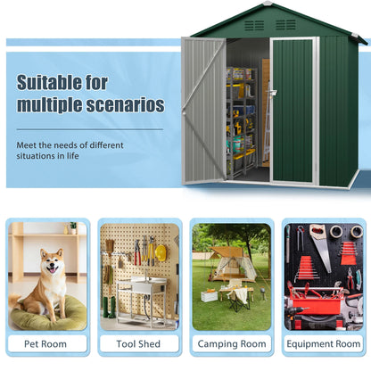 6' x 4' Outdoor Storage Shed, Metal Garden Shed with Lockable Doors, Tools Storage Shed for Backyard, Patio, White
