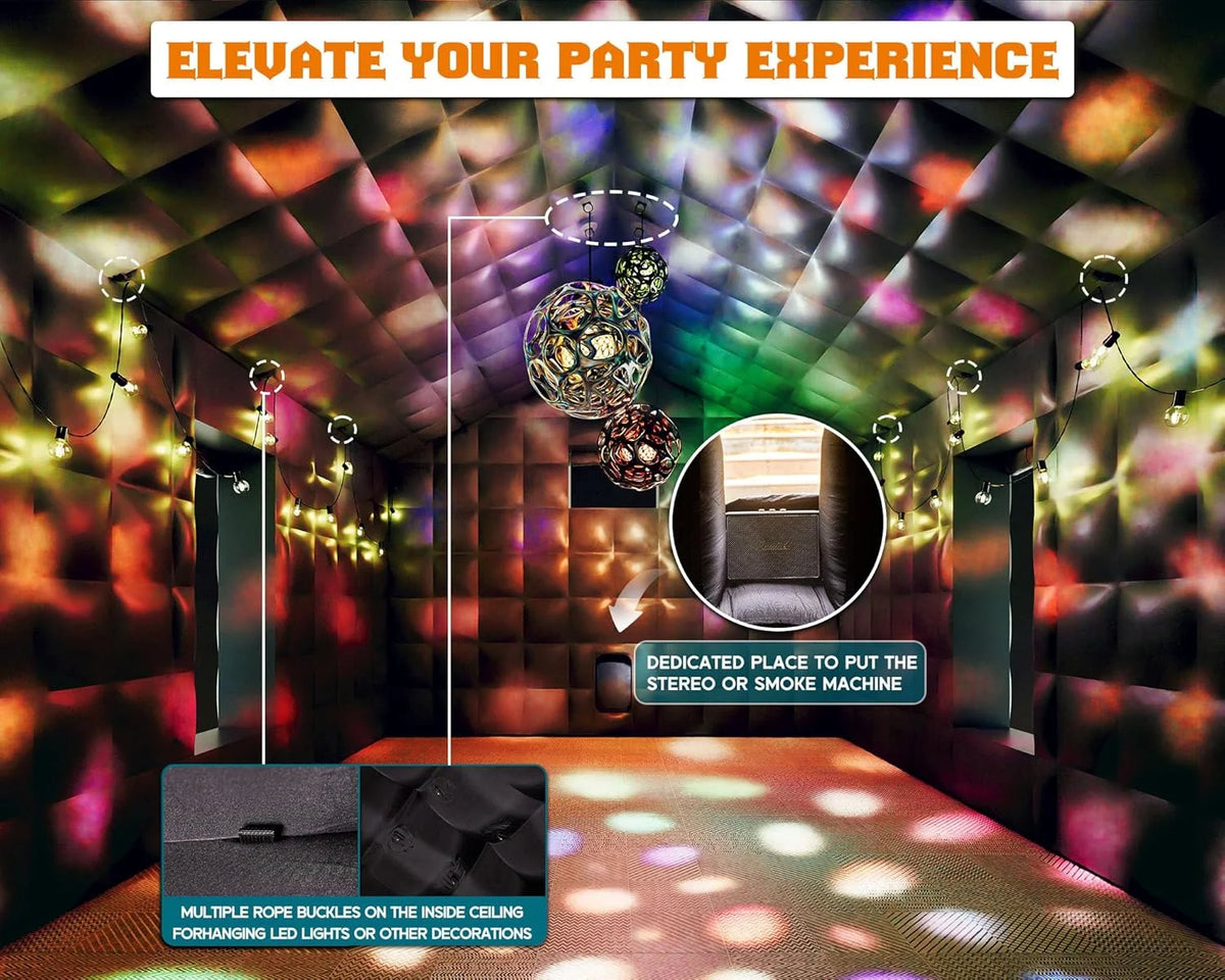 Jocisland 20x16x14 ft Large Black Inflatable Night Club Tent for Adults with 2 Side Doors, Inflatable Nightclub with Logo Area Gazebo Event House