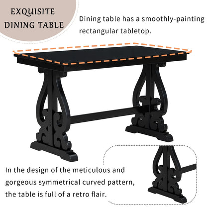 5 Piece Dining Table Set, Atumon Dining Table Set for 4, Wood Dining Room Set with 1 Table and 4 Upholstered Chairs, Farmhouse Dining Table Set for Kitchen Dining Room Apartment, Natural