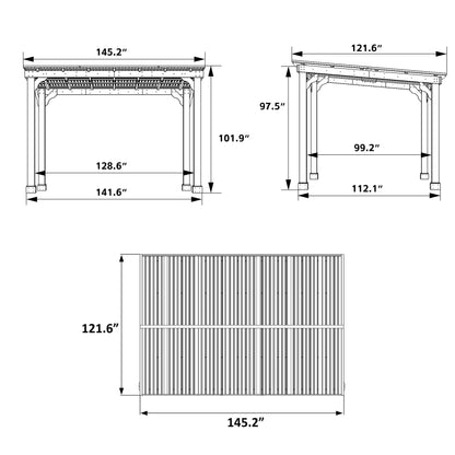VEIKOUS 8' x 5' Outdoor Hardtop Gazebo, BBQ Grill Gazebo w/ Workstation Shelves for Lawn, Garden, Deck