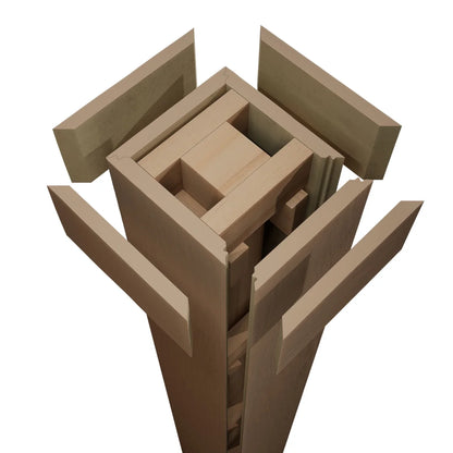 Ekena Millwork 18"W x 5'H Hand Hewn Endurathane Faux Wood Non-Tapered Square Column Wrap with Standard Capital & Base