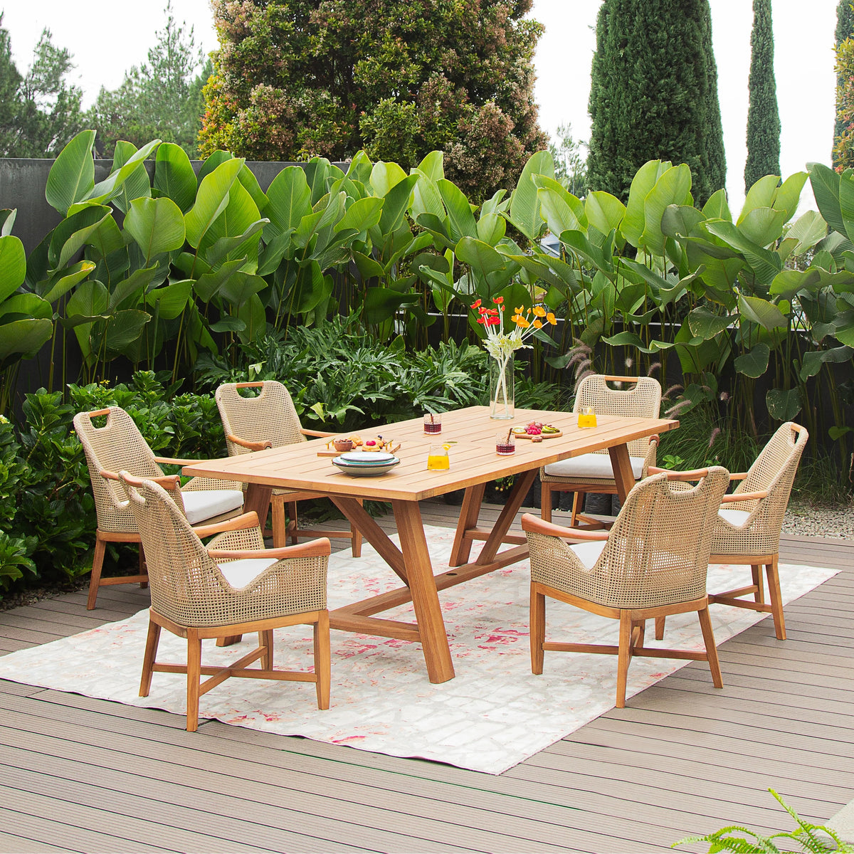 Cambridge Casual  Sydney 2-piece Teak Wood Outdoor Dining Armchair