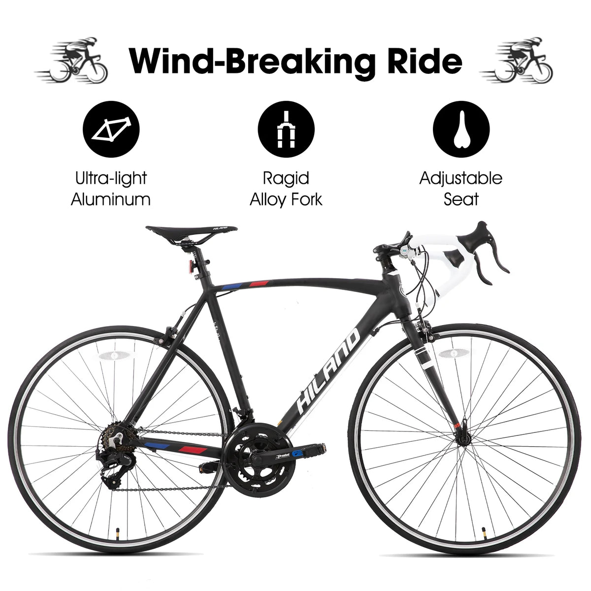 Hiland Road Bike,Shimano 14 Speeds,Light Weight Aluminum Frame,700C Racing Bike for Men
