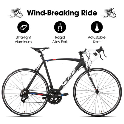 Hiland Road Bike,Shimano 14 Speeds,Light Weight Aluminum Frame,700C Racing Bike for Men
