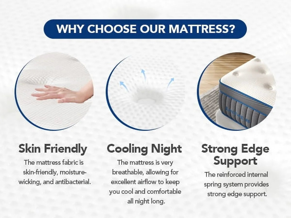 DIGLANT 14 Inch Queen Medium Plush Hybrid Mattress,Cooling Gel Memory Foam with Individually Pocket Springs, Soft Fabric Mattress Queen size for Pressure Relief, Mattress in box, CertiPUR-US