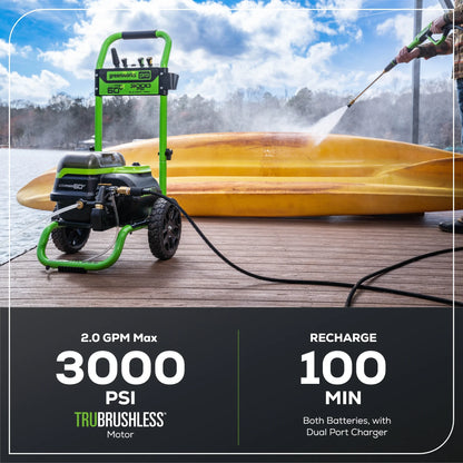 Greenworks 3000 PSI at 2.0 GPM 60 V Battery-Powered Cold Pressure Washer