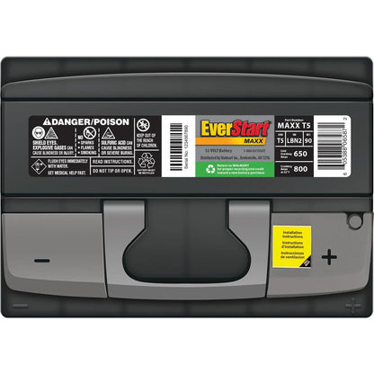 EverStart Maxx Lead Acid Automotive Battery, Group Size T5 12 Volt, 650 CCA 95 RC