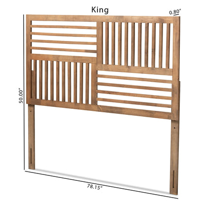 Baxton Studio Adler Contemporary/Modern Slat Back Support Wood Headboard, Full, Ash Walnut