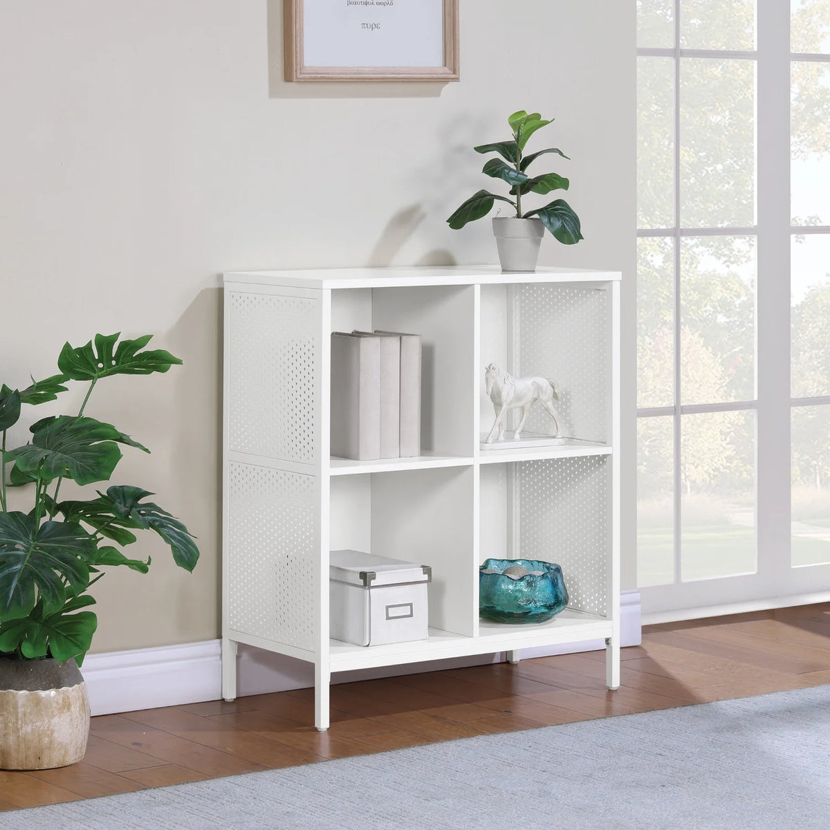 OSP Home Furnishings Ace 4 Cube Storage/Bookcase Engineered Wood in River Oak Finish