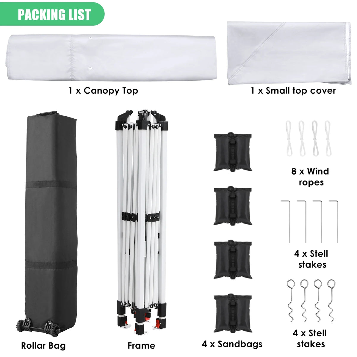 Pirecart 12' x 12' Pop-up Canopy Tent Waterproof Outdoor Gazebo Shelter with Wheeled Bag, Instand Canopy , White