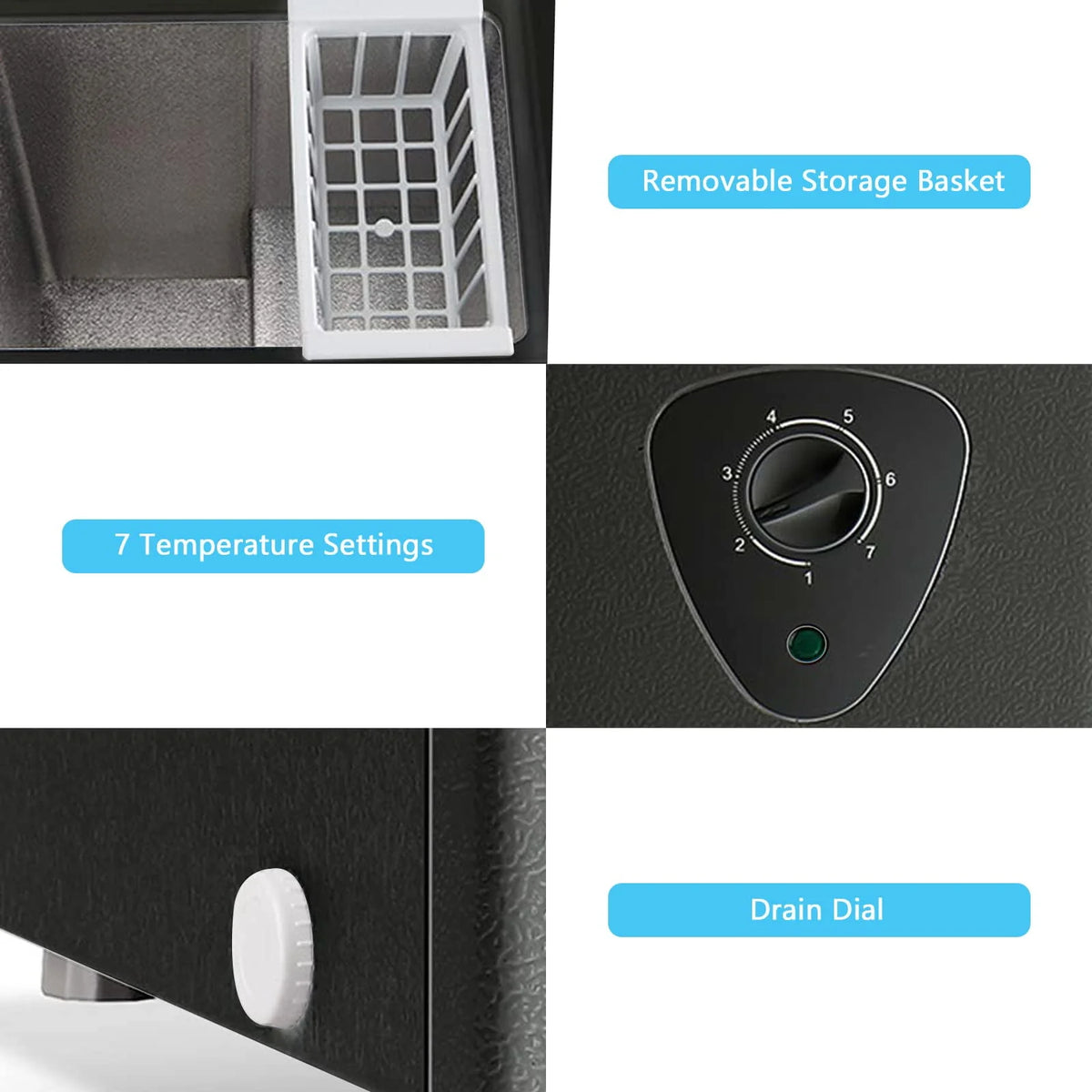 WANAI Chest Freezer, 3.5 Cubic Deep Freezer with Top Open Door and Removable Storage Basket, 7 Gears Temperature Control, Energy Saving