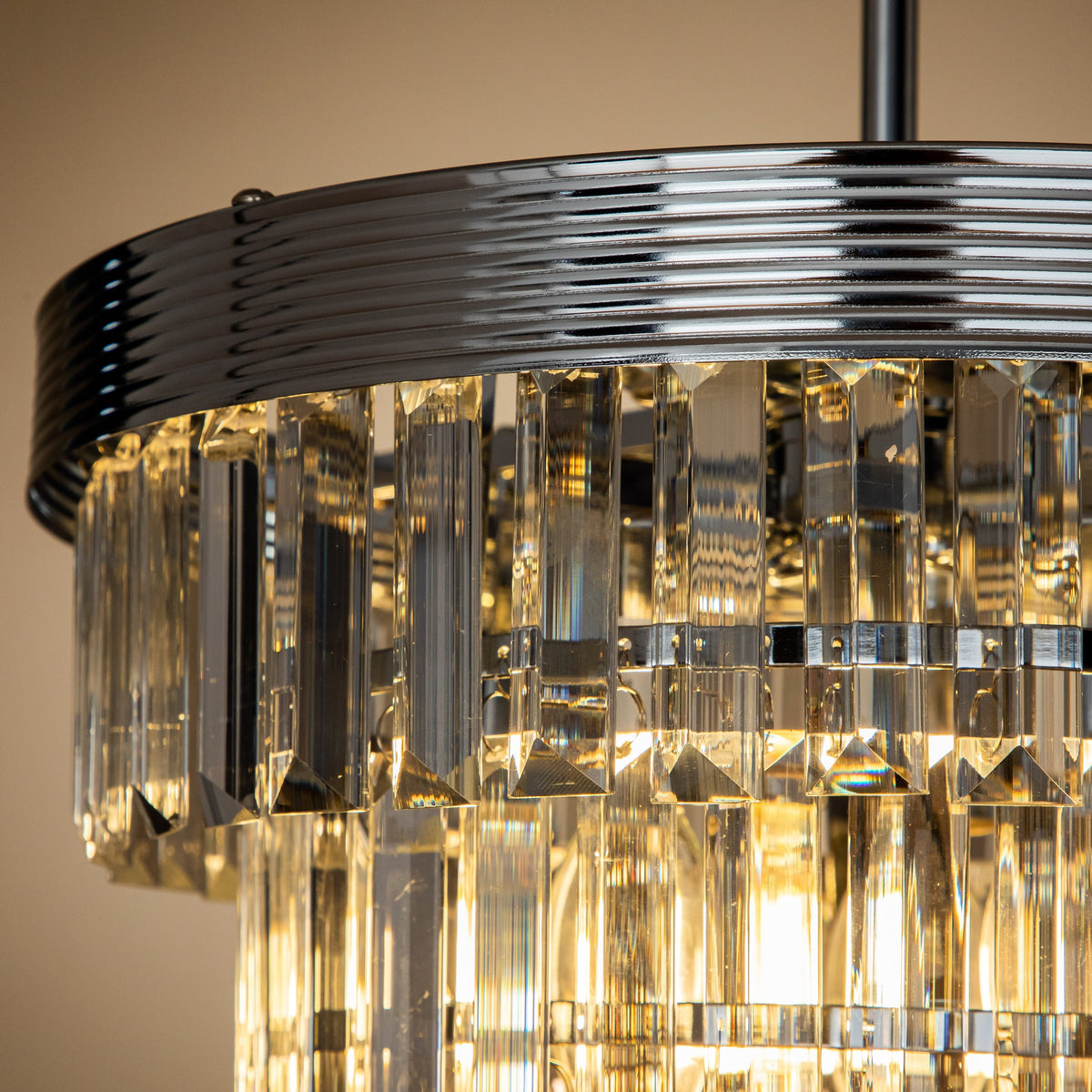 AloaDecor 3-Light 13" Cone Shape 4-Tier Crystal Chandelier Matt Black Painted 13 to 24 Inches Painted
