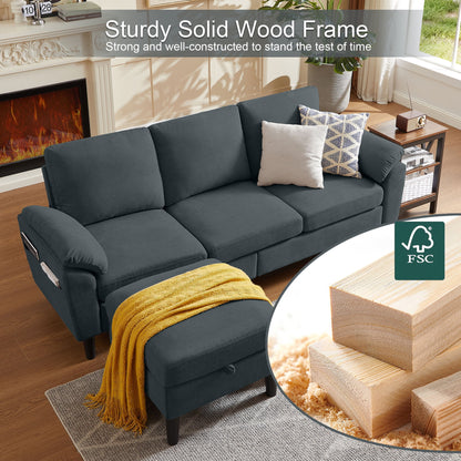 Pingliang Home Sectional Sofa Couch with Storage Ottoman,Modern 3 Seat L Shaped Sofa Couch for Living Room Apartment Studio Office