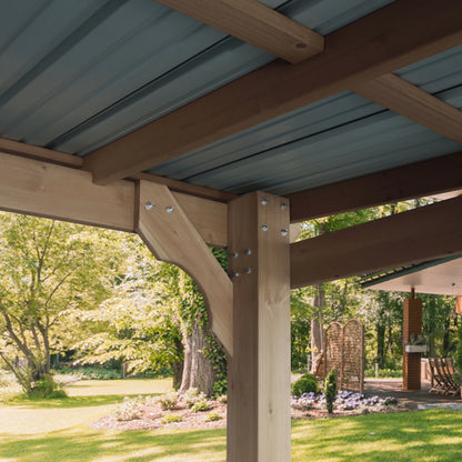 VEIKOUS 8' x 5' Outdoor Hardtop Gazebo, BBQ Grill Gazebo w/ Workstation Shelves for Lawn, Garden, Deck