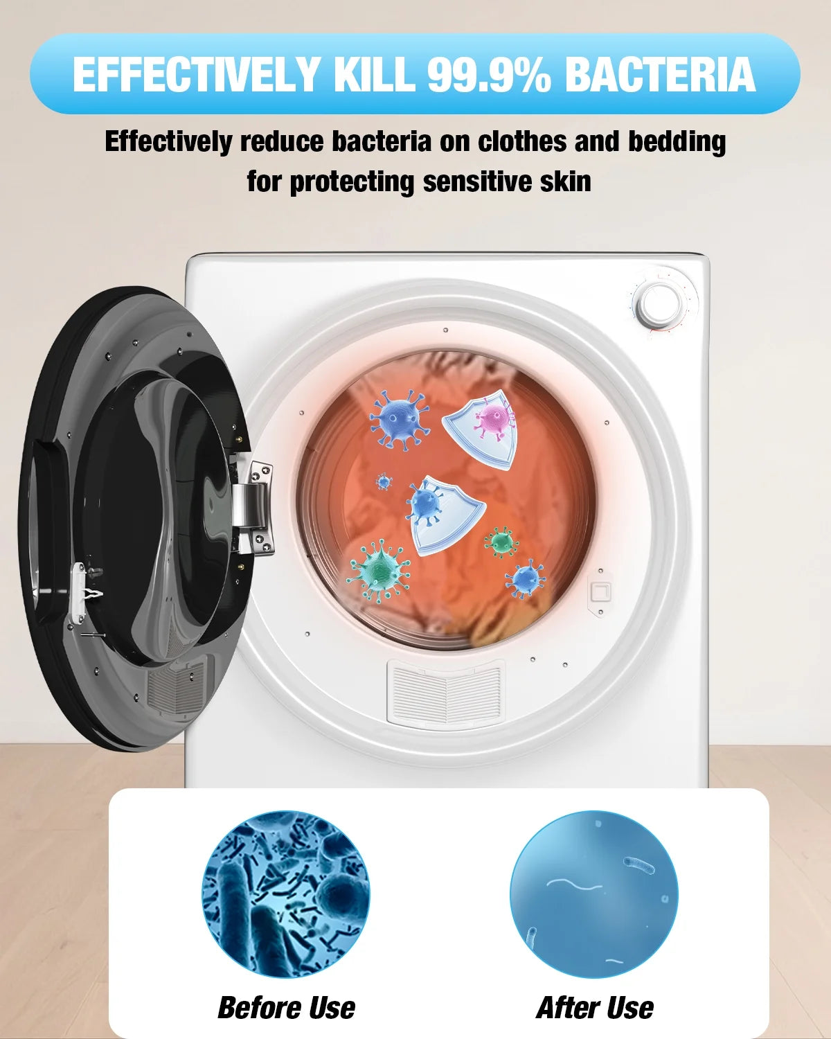 TABU Washer and Dryer Set, 17.6LBS Full Automatic Washing Machine & 8.8LBS Portable Dryer (Gray&White)