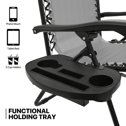 MoNiBloom Zero Gravity Chairs Set of 2, Folding Outdoor Patio Beach Recliner with Canopy Shade & Headrest, Black