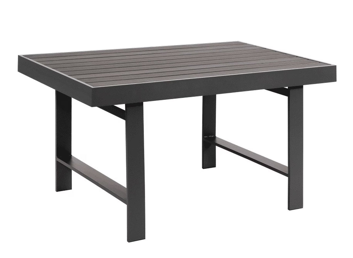 CozyHom Modern Outdoor Patio Aluminum Black Coffee Table, All Weather Metal Outdoor Rectangle Coffee Table Long Table, Black