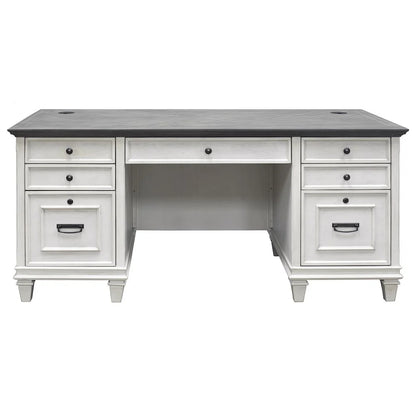 Martin Furniture Hartford White Wood Double Pedestal Desk Executive Desk